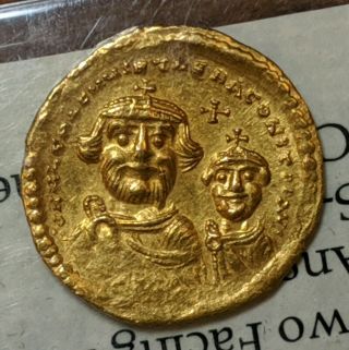 Byzantine Empire Gold Solidus,  Heraclius 610 - 641 Ad And Heraclius Constantine