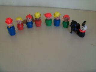 Vintage Fisher Price Wooden Little People With Dog 10pc