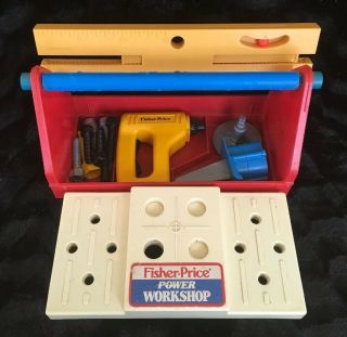 Vintage 1986 Fisher Price Power Workshop Tool Box With Accessories Not