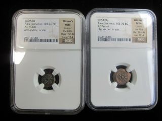1 - Ngc Slabbed - Ancient Roman Coin " Prutah Widow’s Mite” In The Bible 103 - 76 Bc