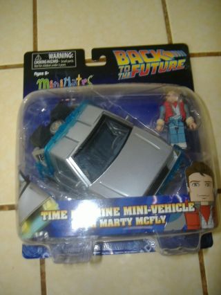 Minimates Back To The Future Mini Figure Set Time Machine Vehicle Marty Mcfly
