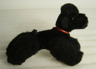 Vintage 50s Steiff Black Mohair Snobby Poodle Dog