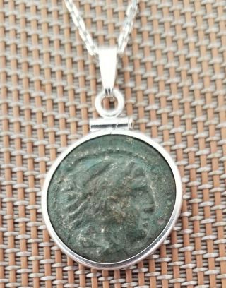 Alexander The Great Authentic Ancient Greek Coin Pendant 925 Silver Necklace