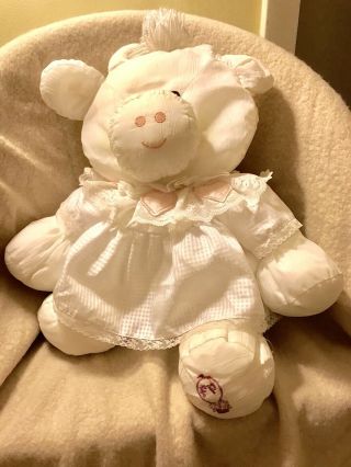 Vtg 1986 Fisher - Price Puffalump White Cow Pink Hearts Lace Dress 8001