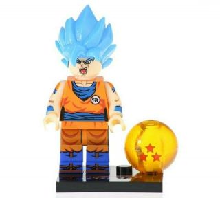 Lego Custom Minifig Toy Dragon Ball Z Gt Heroes Goku Son Blue Manga
