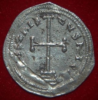 Ancient Byzantine Empire LEO IV Cross Jesus Christ Silver Miliaresion RARE coin 3