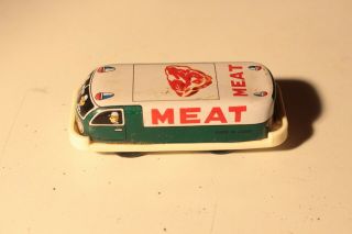 Vintage Tin Toy Meat Van Truck Vehicle Car Made In Japan Green White Red M15