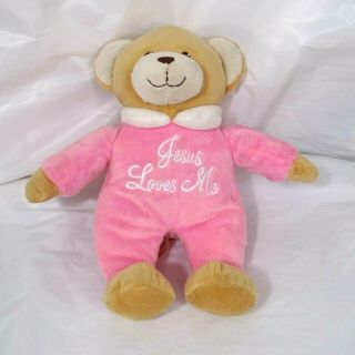 Dan Dee Musical Jesus Loves Me Teddy Bear Plush Toy Stuffed Animal Brown Pink