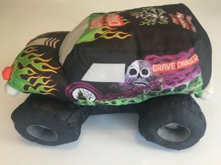 Monster Jam Grave Digger Truck 13 " X 7 " X 7 " Plush Bed Pillow Stuffed Toy