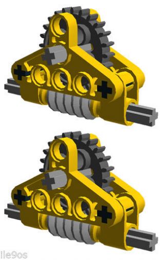 2 Lego Gear Reducers (technic,  Mindstorms,  Nxt,  Gearbox,  Worm,  Ev3,  Yellow,  Robot)