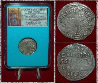 Ancient Byzantine Empire Constantine Vi Cross Jesus Silver Miliaresion Rare Coin