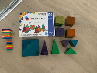 Magna - Tiles Set 100 Pc Magnetic Building Translucent Clear Colors