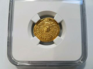 Leo I Eastern Roman Empire NGC Ch AU Gold AV Solidus Military Bust Victory Cross 2