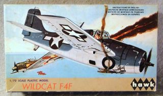 Hawk 1/72 Us Navy Wildcat F4f Rare Vintage Plastic Model Kit