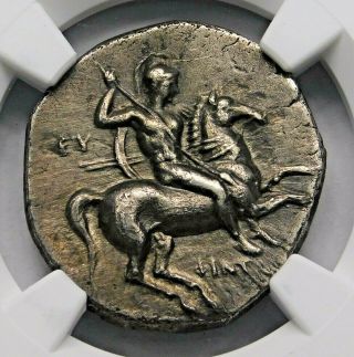 Ngc Ch Xf 4/5 - 3/5.  Calabria Taras.  Outstanding Didrachm.  Greek Silver Coin.