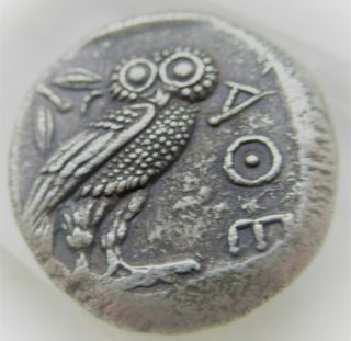 Very Fine Ancient Greek Ar Silver Tetradrachm Athena Attica Athens Owl 500bce