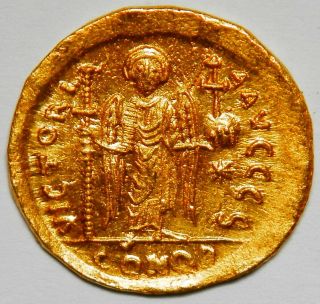 Byzantine Empire Justinianus I.  Solidus Aunc (sear:139) [4.  45 Grams]
