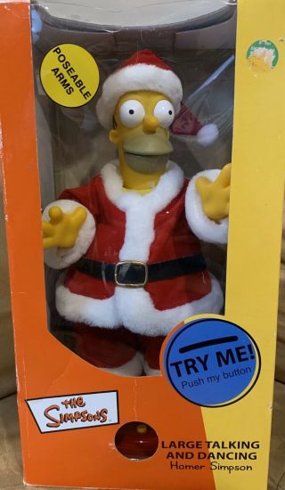 The Simpsons Large Talking And Dancing Homer Simpson Santa 2002 Gemmy Christmas