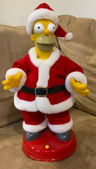 The Simpsons Large Talking and Dancing HOMER SIMPSON Santa 2002 Gemmy Christmas 2