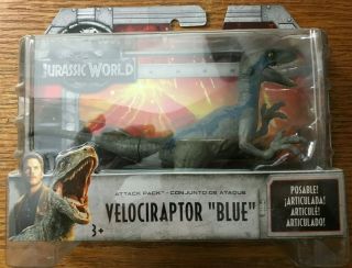 Jurassic World Park Attack Pack Velociraptor Blue Posable Action Figure Mattel