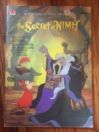 Secret Of Nimh 10 Posters To Paint Or Color 1982 Bally Midway Whitman Rare Film