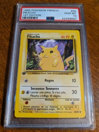 Psa 10 1999 Pokemon French 1st Edition Base Set Pikachu 58