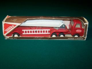 Vintage Mini Tonka 675 Aerial Ladder Fire Truck Toy W/ Box Usa