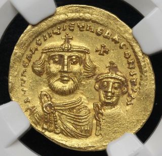 Heraclius,  With Heraclius Constantine.  610 - 641.  Av Solidus,  Ngc Ms 4/5 - 4/5