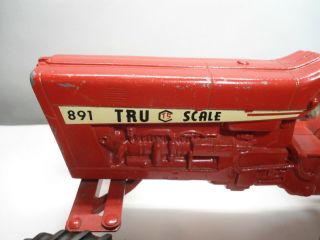 Vintage TRU SCALE 891 Red Tractor Toy Metal 1960 ' s 9 
