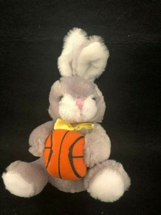 Dan Dee Collectors Choice Bunny Rabbit Plush Gray Basketball Soft Toy 10 "