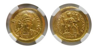 Pcw - R4773 - Roman Empire; Theodosis Ii.  Ad.  402 - 450 Gold Solidus.  Ngc - Choice Au.