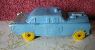 Vintage Auburn Blue Rubber Police Car Made In The U.  S.  A.