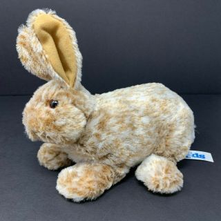 Kids Of America Plush Tan & White Crouching Bunny Rabbit 9 " Stuffed Animal Toy