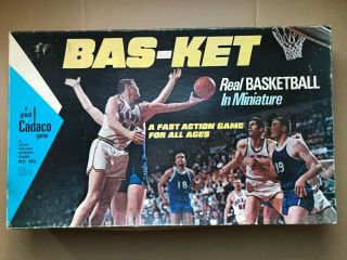 Vintage 1969 Cadaco Bas - Ket Basketball Game In Miniature No.  165 Boardgame
