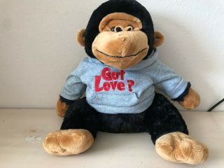 Dan Dee Black Gorilla Got Love? Plush 16 " Tall Pre - Owned Valentines Grey Hoodie