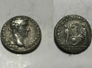 Rare Ancient Roman Silver Coin Augustus,  Gaius & Lucius