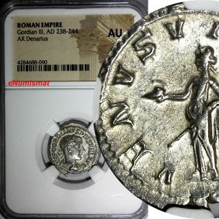Roman Empire Gordian Iii 238 - 244 Ad Ar Denarius Ngc Au Coin