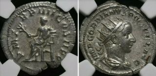 Roman Empire Gordian Iii Ar Double Denarius Ad 238 - 244 Ngc Au