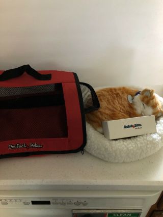 Perfect Petzzz Orange Tabby Kitty Cat Sleeping & Breathing W Carrier & Brush