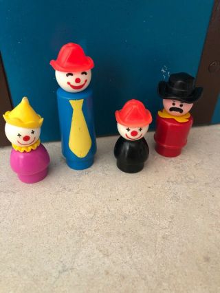 Fisher Price Vintage Little People 675 Circus Clowns And Cowboy