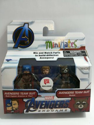 Minimates Marvel Endgame " (avengers Team Suit) Capt America/thor And Rocket "