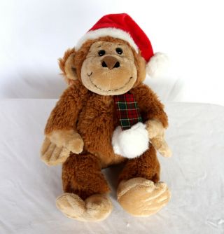 Beverly Hills Teddy Bear Co.  14 " Christmas Monkey Soft Plush Santa Toy