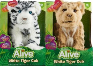 Wowwee Alive White Tiger Cub Alive Lion Cub Alive Cub Interactive Plush Cub