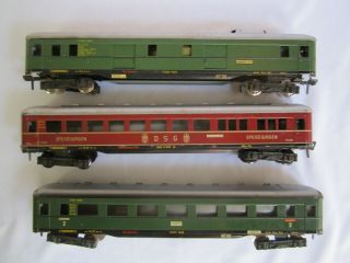 HO scale Vintage FLEISCHMANN 3 passenger cars: 2nd class Coach,  Dining & Baggage 2