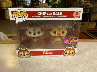 Funko Pop Deluxe 2 Pack Disney Flocked Sdcc 2017 Chip And Dale