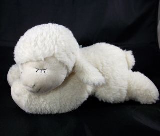 Roman Inc White Lamb Baby Sheep Blue Bow 2013 Plush Stuffed Animal Toy 10 "