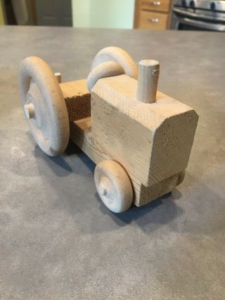 Vintage Hand Made Wooden Tractor Cart Trailer Wagon Toy Wheels Move Pull Toy 2