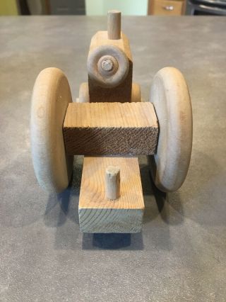 Vintage Hand Made Wooden Tractor Cart Trailer Wagon Toy Wheels Move Pull Toy 3