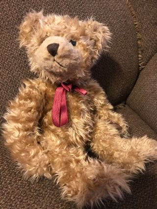 Russ Berrie Ruggles Teddy Bear Plush 14 " Brown With Maroon Ribbon