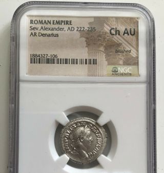 Roman Empire Sev.  Alexander Ad 222 - 235 Ar Denarius Ngc Ancients Choice Au